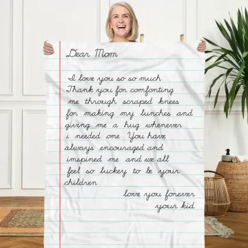 Discover Personalised I Love You So So Much Handwriting Love Letter Soft Blanket with Name Mother's Day Father's Day Gift for Family