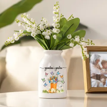 Discover Personalised  Boot Butterfly Garden Ceramic Flower Vase with Nickname and 1-8 Names Birthday Mother's Day Gift for Mom Grandma