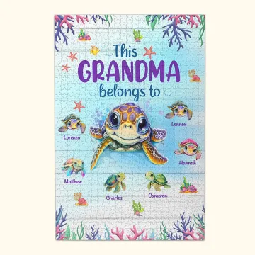 Discover Personalised This Grandma Mom Belongs To 1-7 Cute Turtles 1000 Pieces Puzzles Birthday Family Gift for Kid Mom