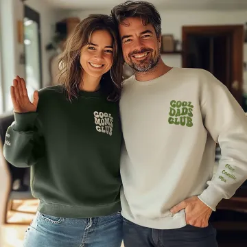 Discover Personalised Embroidered Cool Moms Dads 100% Cotton Unisex Sweatshirt with Kid Names Mother's Day Father's Day Baby Announcement Gift for Parents