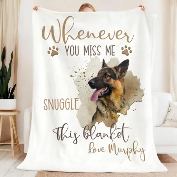 Discover Personalised Whenever You Miss Me Snuggle This Pet Photo Soft Blanket with Name Sympathy Memorial Birthday Gift for Pet Owners Lovers