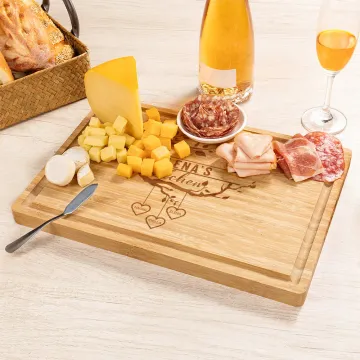 Discover Personalised Engraved Family Tree Heart FSC Bamboo Charcuterie Cutting Board with Name and Juice Groove Birthday Home Decor Gift for Mom Grandma