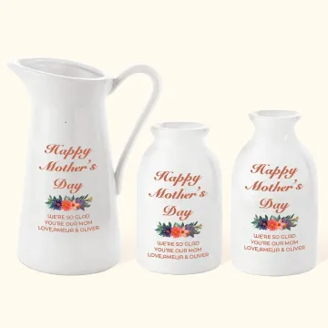 Discover Personalised Happy Mother's Day Flower Ceramic Vase with Text Home Decor Mother's Day Birthday Gift for Women
