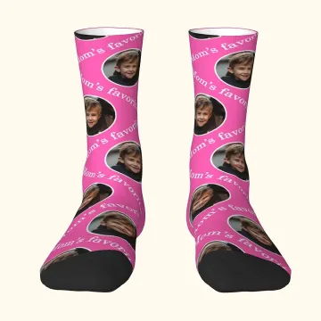 Discover Personalised Colourful Kid Face Photo Adult Crew Socks Knee High Socks Soft Comfort Breathable Socks Christmas Father's Day Gift for Dad Mom