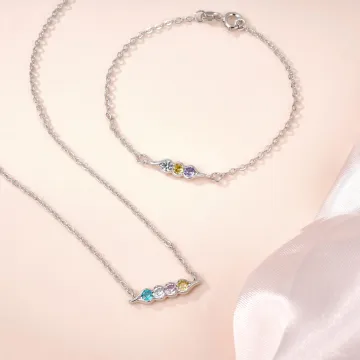 Discover Personalised Peas Pod 2-6 Birthstones Necklace Bracelet Dainty Family Jewellery Birthday Mother's Day Gift for Mother Grandmother