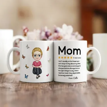 Discover Personalised Cartoon Character Five-Star Review 11oz 15oz Ceramic Coffee Mug with Name Mother's Day Birthday Gift for Mom