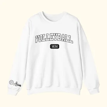 Discover Personalised Multicolour Volleyball Mom Crewneck Sweatshirt with 1 - 6 Kid Names Birthday Sports Event Cheer Accessories Gift for Volleyball Lover