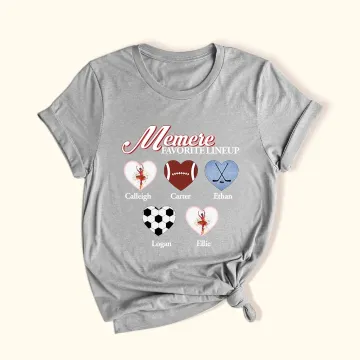 Discover Personalised Favorite Lineup Sport Heart T-shirt Sweatshirt Hoodie with Kid Names Birthday Gift for Family