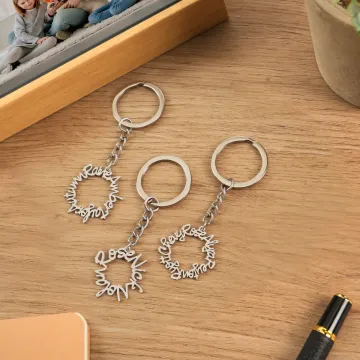 Discover Personalised Round Name Tag Keychain Daily Use Bag Decoration Mother's Day Family Anniversary Gift for Family