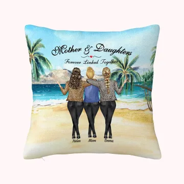 Discover Personalised Mother and Daughter Forever Linked Together Throw Pillow Cover Best Gift for Mother for Living Room