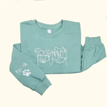 Discover Personalised Pet Portrait Sweatshirt Hoodie with Name Birthday Gift for Dog Cat Mom Pet Lover Owner