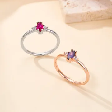 Discover Personalised Marquise Birthstone Ring Dainty Jewellery Birthday Anniversary Gift for Women