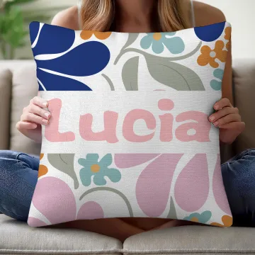 Discover Personalised Danish Flower Soft Throw Pillow Cover with Name Home Decor Birthday Gift for Friends Women