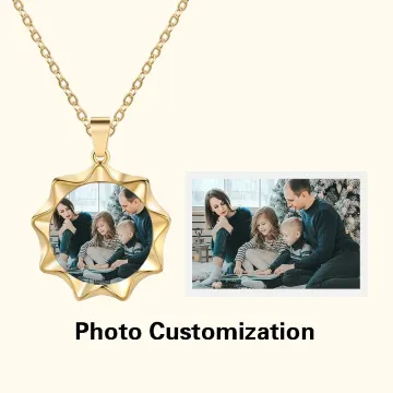 Discover Personalised Geometric Cubic Polygon Photo Necklace Birthday Mother's Day Memorial Gift for Her