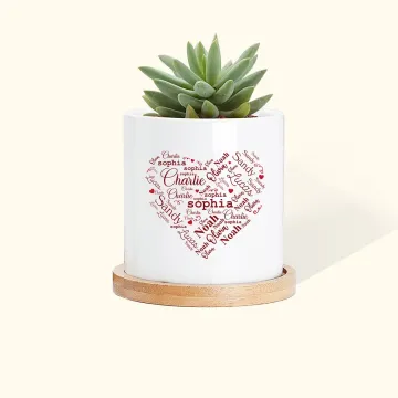 Discover Personalised Family Members Names Heart Design Plant Pot Gift for Grandma Mom