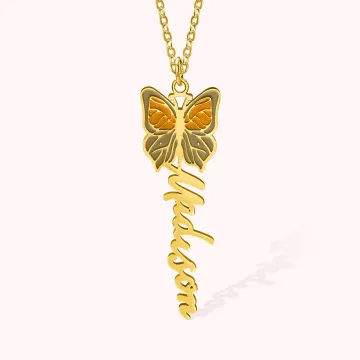 Discover Personalised Birth Month Butterfly Necklace with Name Gift for Her