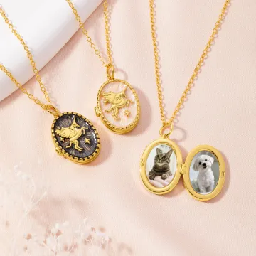Discover Personalised Winged Fantasy Unicorn Photos Necklace Dainty Jewellery Birthday Anniversary Memorial Gift for Women