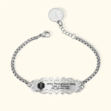 Discover Personalised Star of Life Adjustable Medical Emergency Alert ID Bracelet with Engraved Text Birthday Gift for Diabetes Allergy Epilepsy Women