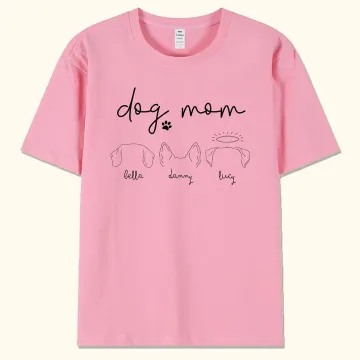 Discover Personalised Dog Ear Outline Dog Mom T-shirt Dog Lover Gift