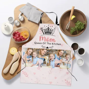 Discover Personalised Crown Heart-Shaped Prints 3 Photos Waterproof Adjustable Apron with Name and Pockets Mother's Day Birthday Gift for Mom Grandma
