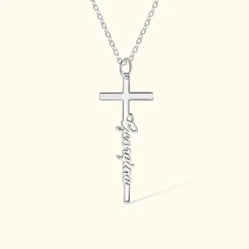 Discover Personalised Cross Name Pendant Necklace Religious Jewellery Christening Baptism Gift for Women Christian