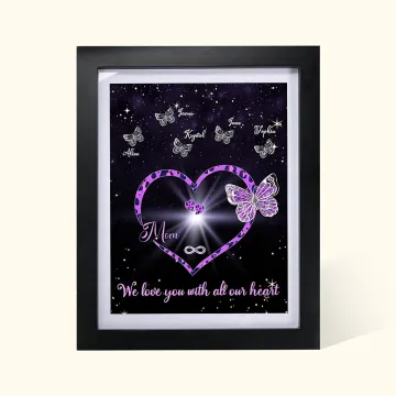 Discover Personalised I Love You with All Our Heart Butterfly Frame with 1-9 Names Birthday Mother’s Day Gift for Mom Grandma