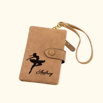 Discover Personalised Tri-Fold Ballet Dancer Leather Wallet with Name Birthday Dance Recital Gift for Women Girl