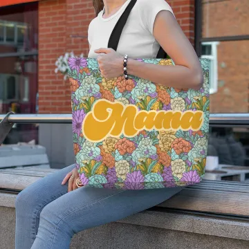 Discover Personalised Bohemian Retro Floral Reusable Tote Bag with Nickname and Compartments Mother’s Day Birthday Gift for Women