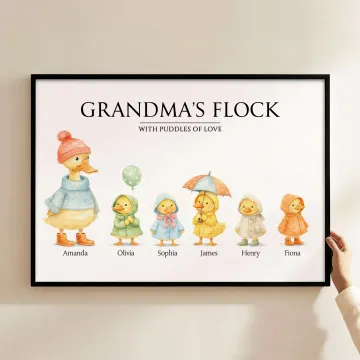 Discover Personalised Cute Duck Family Grandma's Flock Canvas Decorative Painting with Name Home Decor Mother's Day Birthday Gift for Mom Grandma Grandparent