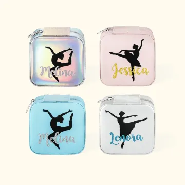 Discover Personalised Ballet Pose Silhouettes Mirror Jewellery Case with Glittery Name Birthday Mother's Day Gift for Ballet Lover