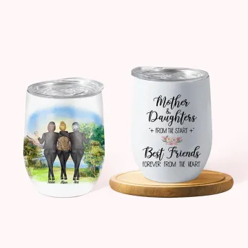 Discover Personalised 12oz Wine Tumbler Best Friend Forever From The Heart Mother And Daughter Mother's Day Thanksgiving Day Gift