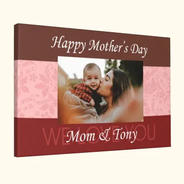 Discover Personalised Vintage Flowers Canvas Photo Painting with Text Wall Art Mother's Day Gift for Mom