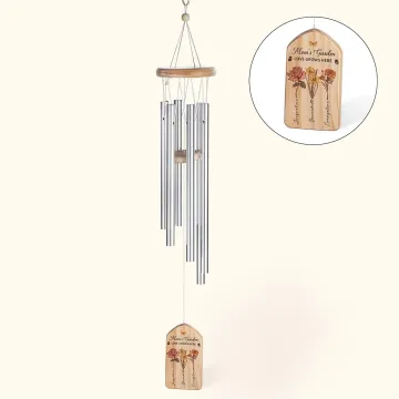 Discover Personalised Vintage Birth Flower Wind Chime with Wood Plate Floral Garden Decor Mother's Day Birthday Father's Day Gift for Mom Grandma