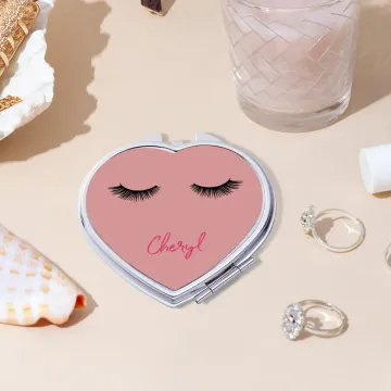 Discover Personalised Eyelash Name Face Design Folded Mirror Multicolour Compact Travel Accessories Birthday Bridesmaid Mother's Day Gift for Women
