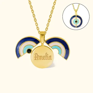 Discover Personalised Guardian Evil Eye Necklace with Hidden Engraved Name Birthday Mother's Day  Gift for Women