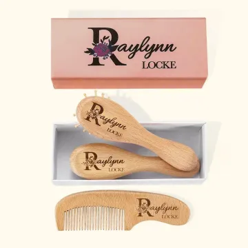 Discover Baby Shower Gift, Personalized New Born Baby Gift Set with Custom Name, Baby Girl First Birthday, Baby Hair Brush Comb, Baby Dummy Clip