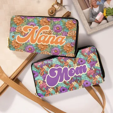 Discover Personalised Bohemian Vintage Floral Name Handbag Clutch Wallet Birthday Mother's Day Gift for Her