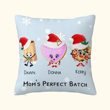 Discover Personalised Christmas Nanny's Little Character Throw Pillow Cover with Grandchildren's Names Christmas Birthday Mother's Day Gift for Grandma