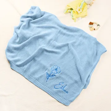 Discover Personalised Multi-Colour Embroidered Birth Flower Soft Baby Blanket with Name Birthday Christmas Gift for Newborn Dad Mom