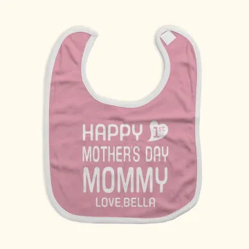 Discover Personalised Happy First Mother's Day Baby Bib with Name Skin-friendly Mother's Day New Born Gift for Baby