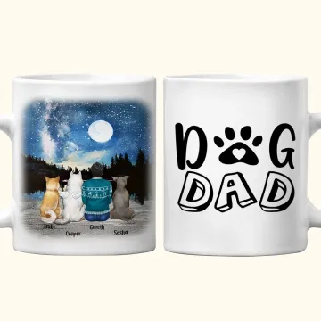 Discover Personalised Dog Mom Dad White and Colour Inside Ceramic Mug with Name 11oz 15oz Father's Day Birthday Gift for Dog Lovers
