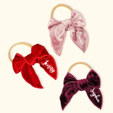 Discover Personalised Baby Girl Velvet Bow Headband with Name Multicolour Hair Accessory Baby Shower Gift for Toddler New Mother
