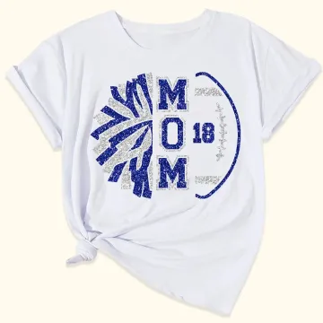 Discover Personalised Football Mom Short Sleeve Glitter T-shirt with Number