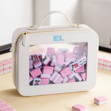 Discover Personalised Portable PU Leather Mahjong Tile Bag with Colourful Monogram Mahjong Accessory Mother's Day Housewarming Gift for Mahjong Lovers Players