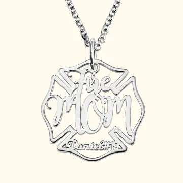 Discover Personalised Firefighter Mom Name Badge Necklace