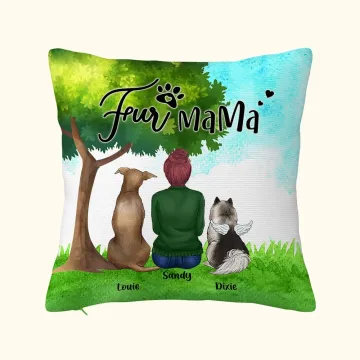 Discover Personalised Sitting Under A Tree with Lovely Furry Friends Throw Pillow Cover Birthday Christmas Gift for Dog Owner