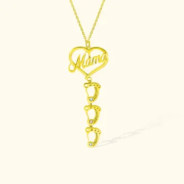 Discover Personalised 1-8 Baby Feet Charms Mama Heart Birthstone Necklace for Mother's Day  Gifts