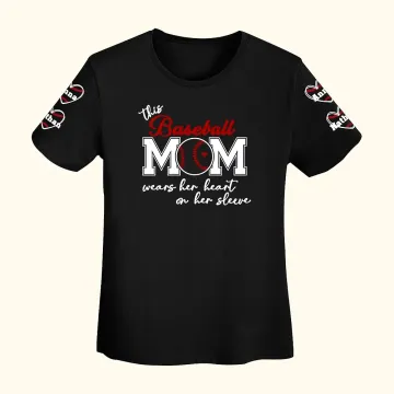 Discover Personalised This Baseball Mom Wear Her Heart On Her Sleeve T-shirt Sweatshirt Hoodie with Kid's Name Mother's Day Gift for Mom
