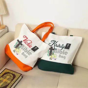 Discover Personalised Multicolour Floral Cross Bible Large Tote Bag with Name Travel Accessories Baptism Birthday Gift for Women Christians