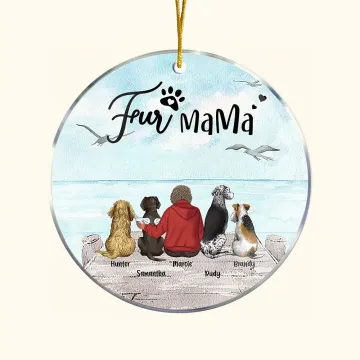 Discover Personalised Fur Mama or Papa Round Acrylic Hanging Ornament with Seagull Background Christmas Birthday Gift for Dog Lover